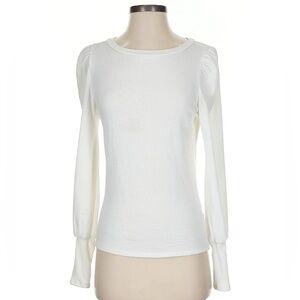 Women’s Alya Elegant White Puff‎ Sleeve Fitted Top Super Soft Size XS